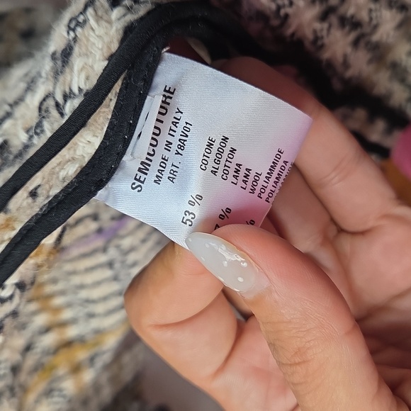 Semicouture 01 Printed Tweed Oversized Wool Coat - Picture 8 of 9